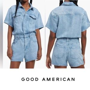 Good American Denim Short Sleeve Jumpsuit